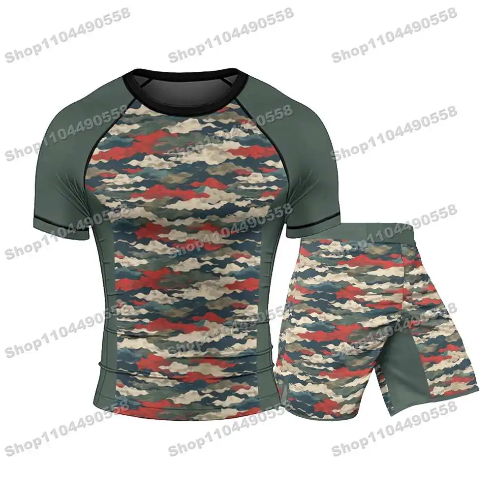 N332th Kinds Of Newly Brazil Rash Guards Surfing Beach Swimwear Diving Gym Short sleeves MMA BJJ Men Jiu Jitsu Fitness Sets