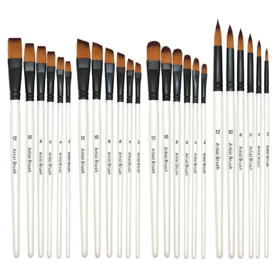 Nylon Artist Paint Brushes Set, aquarela de óleo acrílico, pintura acrílica, corpo, arte rupestre, 6pcs