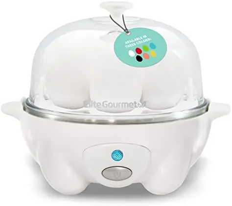 

Elite Gourmet EGC-007 Egg Cooker – 7-Egg Capacity, Hard/Soft Boil, Poach, Omelet, Auto Shut-Off, 16-Recipe Guide