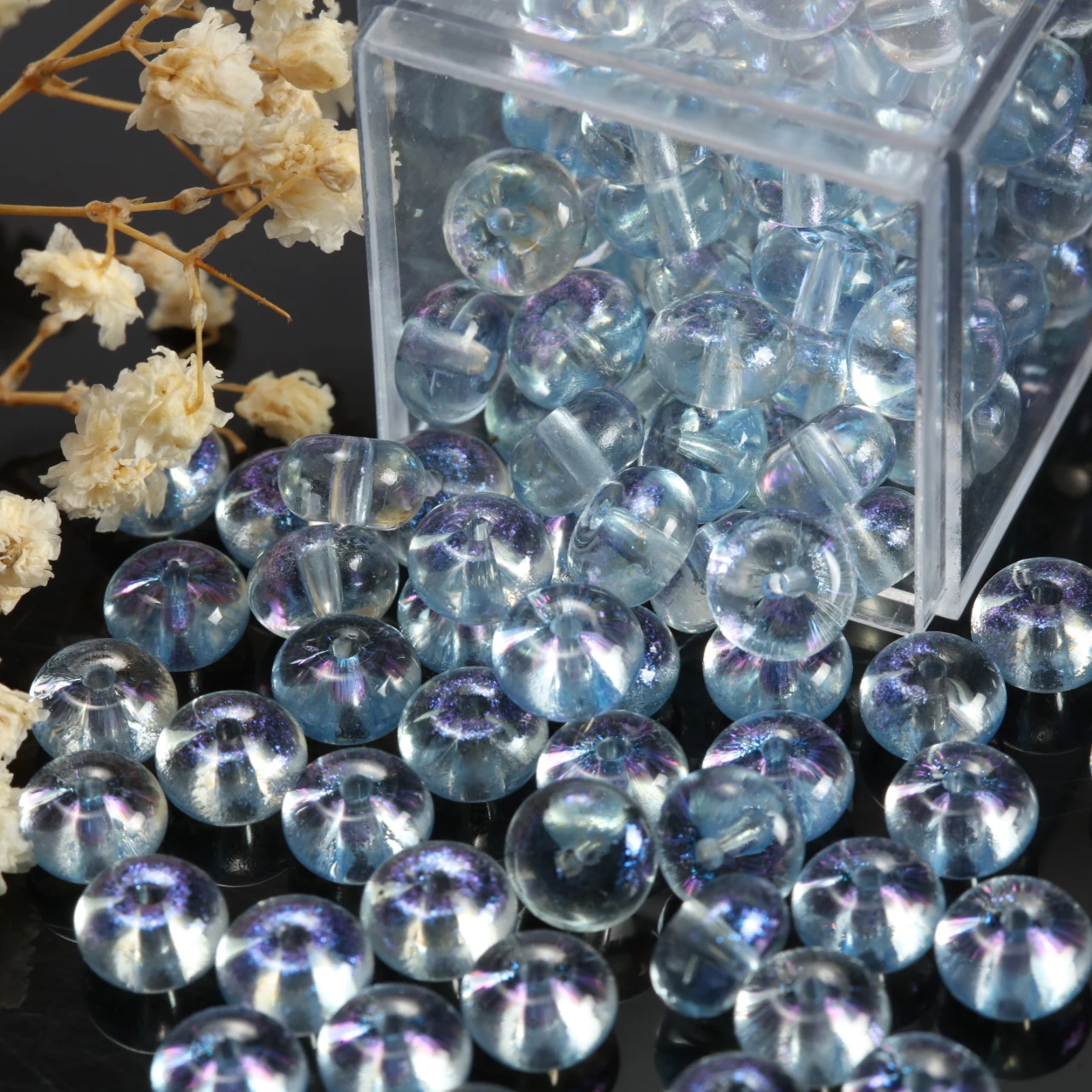 2000Pcs 5x8mm Glass Abacus Beads Spaced Beads For Diy Necklace Bracelet and Jewelry Making Products Bulk Wholesale