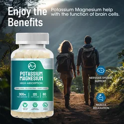 Minch Magnesium Potassium Supplement High Absorption Capsules Support Leg Cramp Unflavored 300mg Muscle Function For Adults