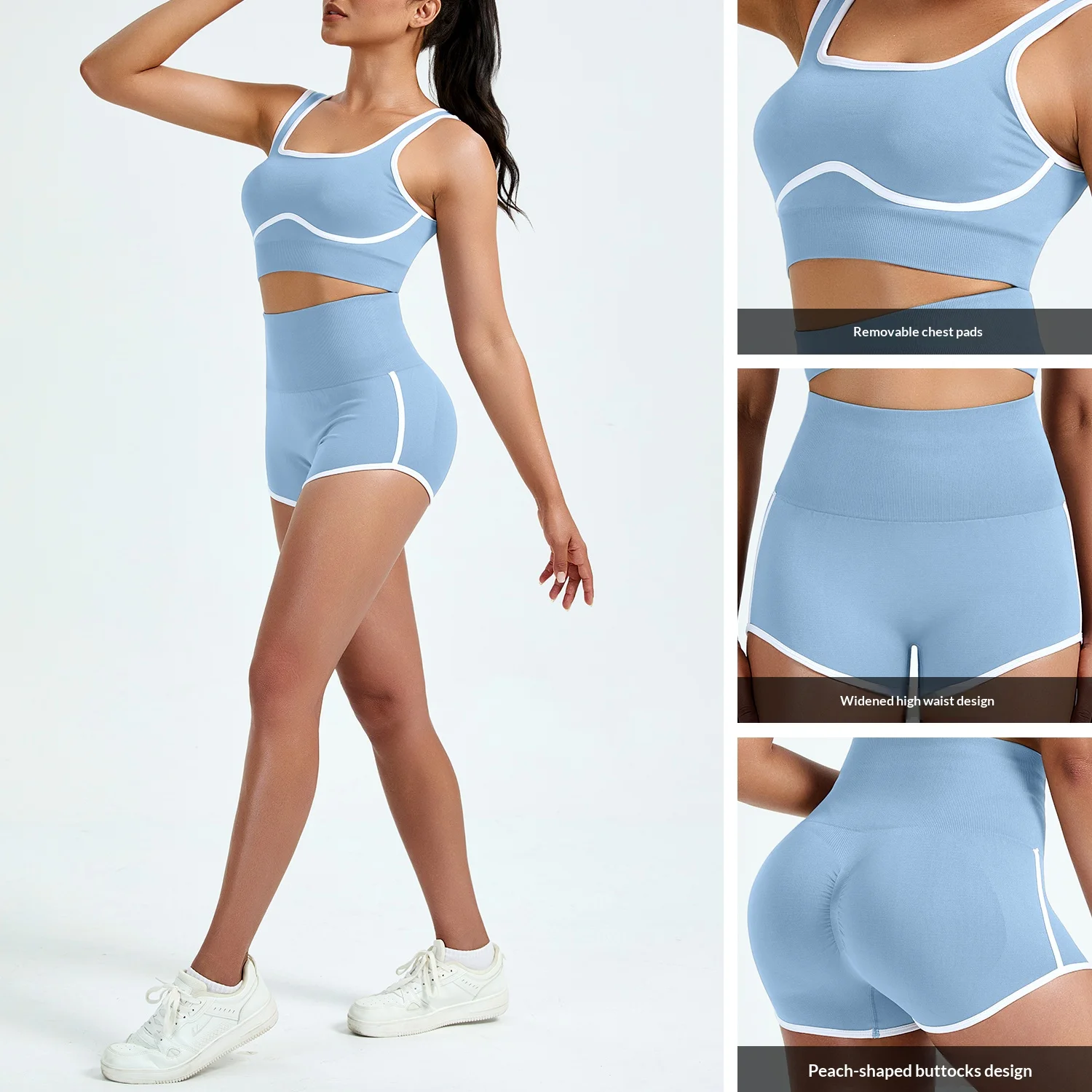Women's Color Block Yoga Set High Waisted Leggings & Sports Bra 4-Way Stretch Workout Gym Activewear Seamless Moisture-Wicking