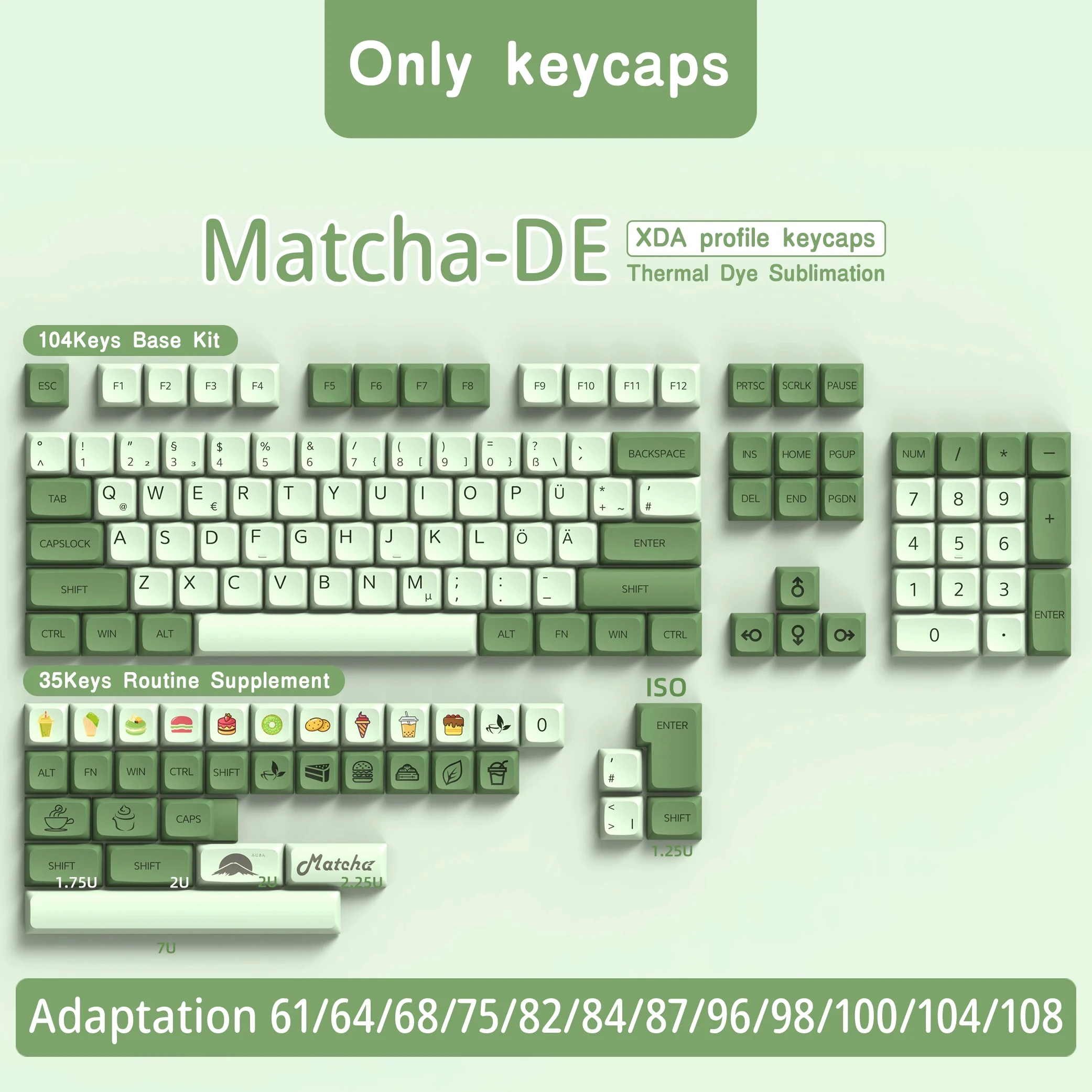 Imagem -05 - Keycaps Alemães para Teclado Mecânico Perfil Xda Pbt de Dye-sub Iso Alice Layout Barra de Espaço