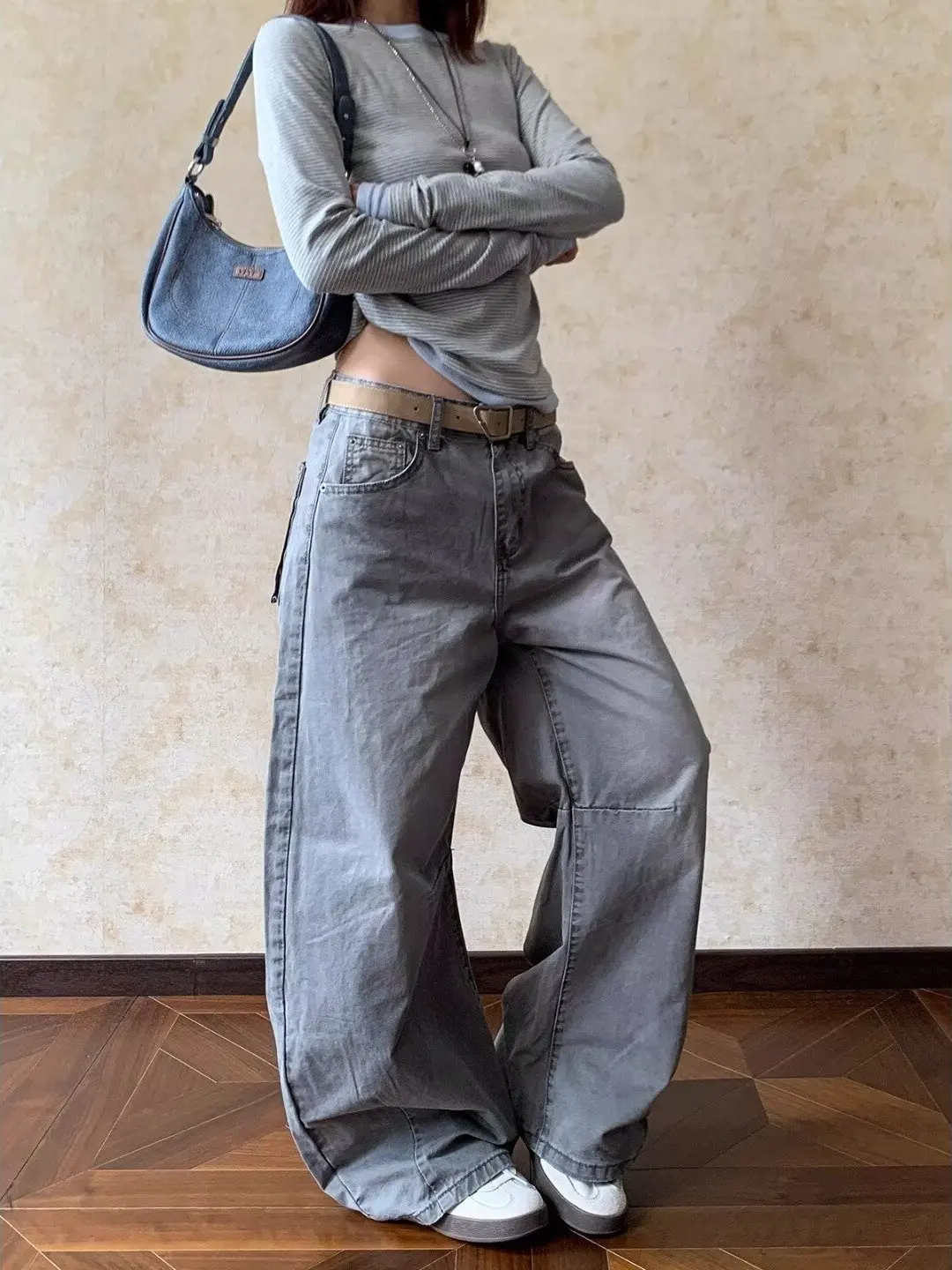 

Retro American Waed Casual Knife ape Work Pants Men Women 3D Tailoring Weathered Design Versatile Loose Fit Jeans