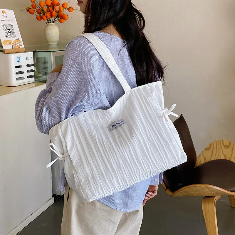 Korean Fashion Large Capacity Tote Bag Casual Versatile Portable Drawstring Single Shoulder Bag Trendy Universal Women's Bag