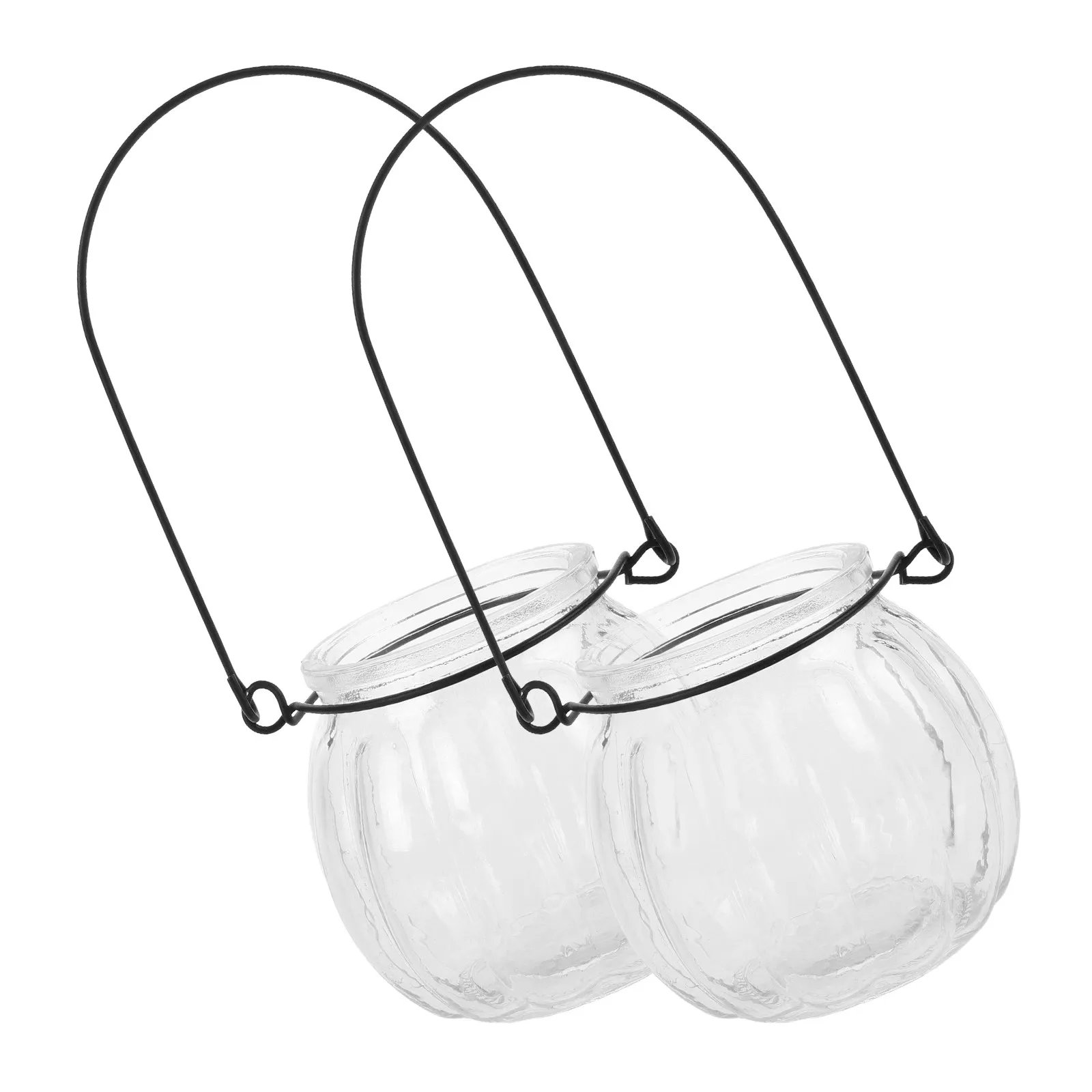 

2Pcs Clear Glass Tea Light Holders Pumpkin Shape Aromatherapy Jar Home Decor Wedding Party Festival Accent