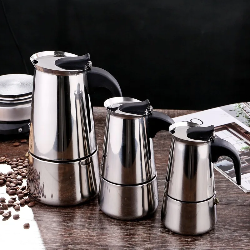 Stainless Steel Moka Pot, Italian Espresso Maker for Stovetop Brewing, Home Coffee Gift