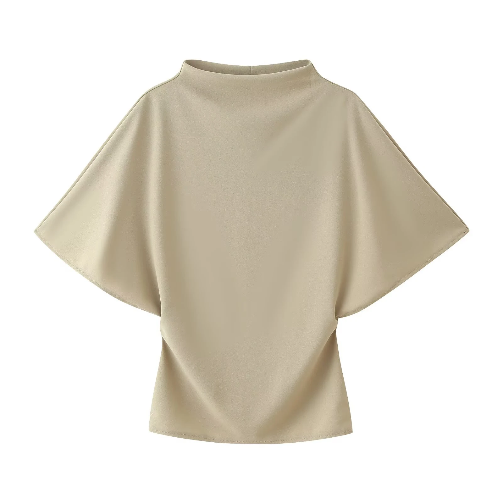 DEEABAE Women's new 2026 fashion temperament short sleeved hanging semi high neck top half skirt set
