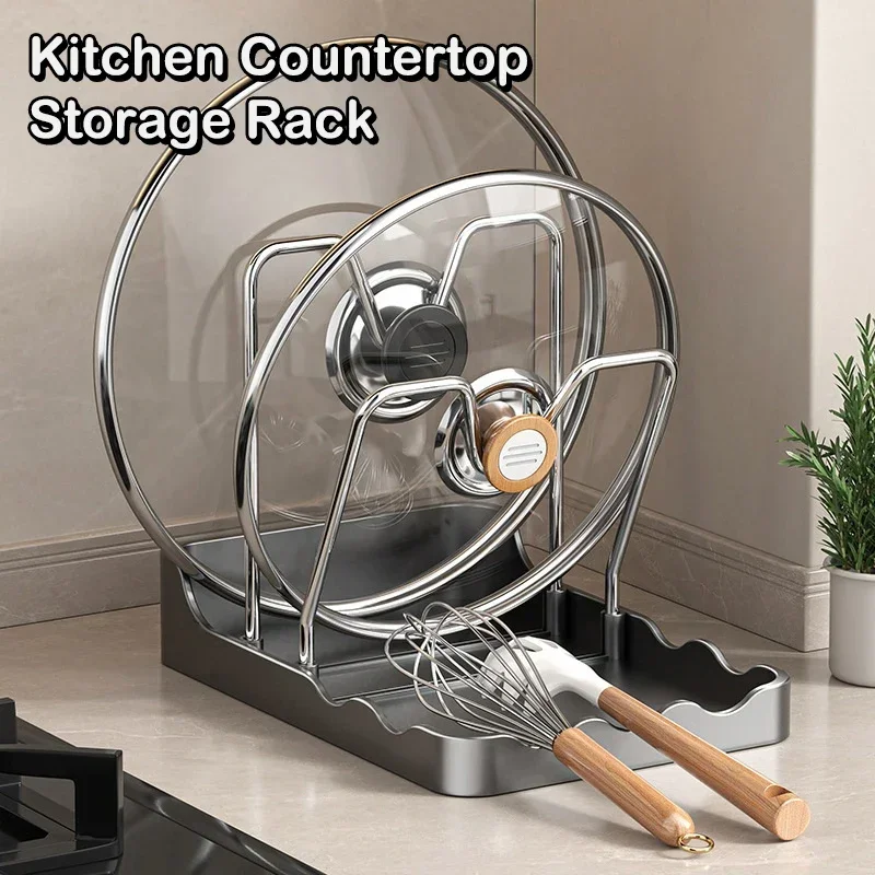 Multifunctional Kitchen Storage Rack Pot Lid Cutting Board Spatula Organizer - Space-Saving Kitchen Accessory