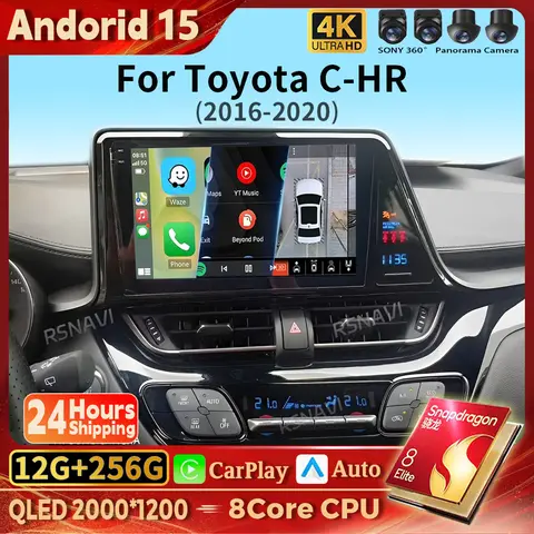 Android 15 Carplay Auto Car Radio Multimedia Player For Toyota CHR C-HR 2016 2017 2018 2019 Autoradio GPS Stereo 2din Snapdragon