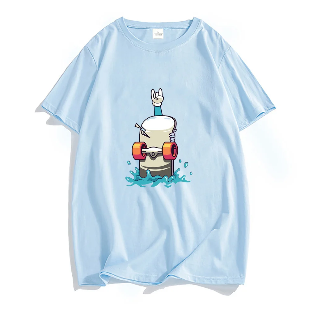 Cartoon Skateboard Graphic T Shirt 100% Cotton Men/women Clothing High Quality Printing T-shirts Loose Casual O-neck Tshirts