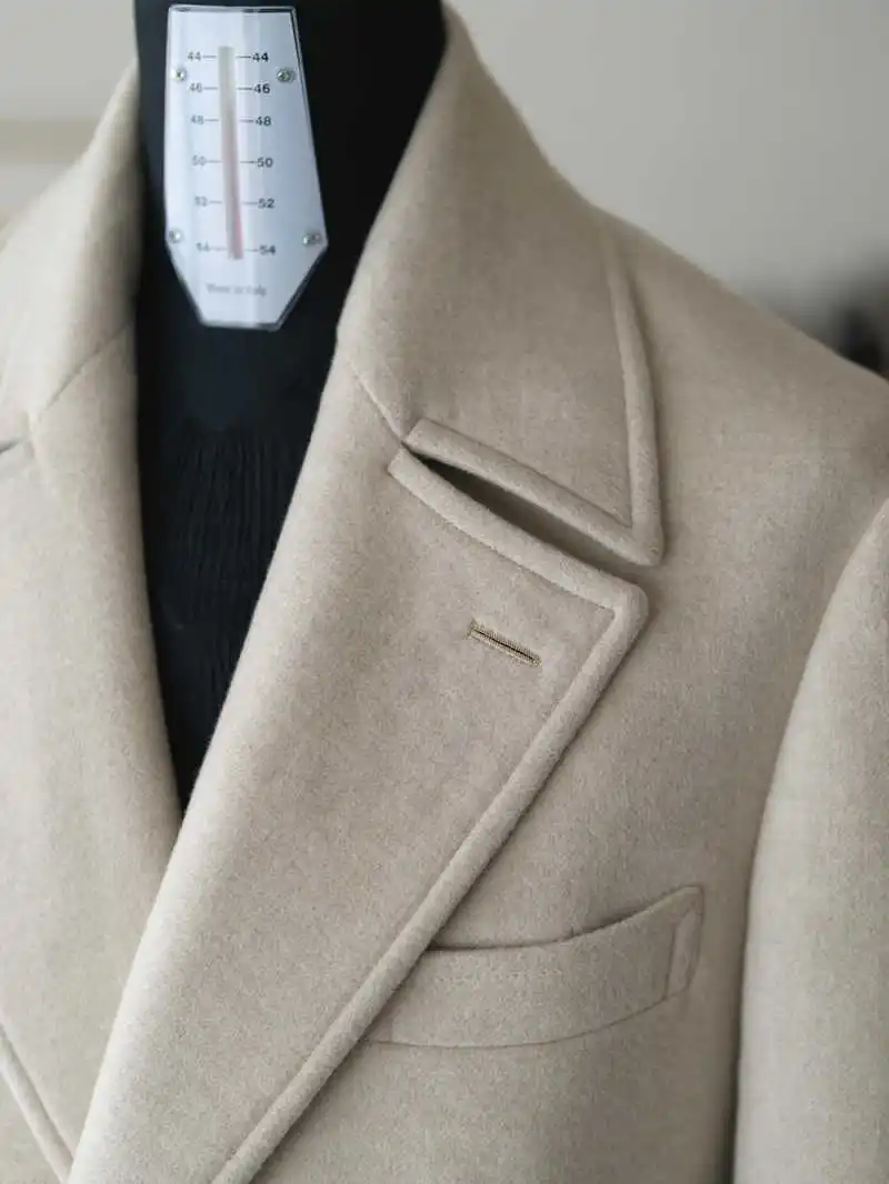 Manteau Long décontracté en mélange de laine pour hommes, veste à revers à Double boutonnage, vêtements une pièce personnalisés pour l'automne et l'hiver