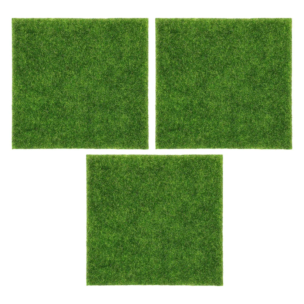 

3 Pcs Construction Model Grass Pot Artificial Lawn Rugs Garden Decor Fake Grass Mats Plant Pvc Lifelike Scene