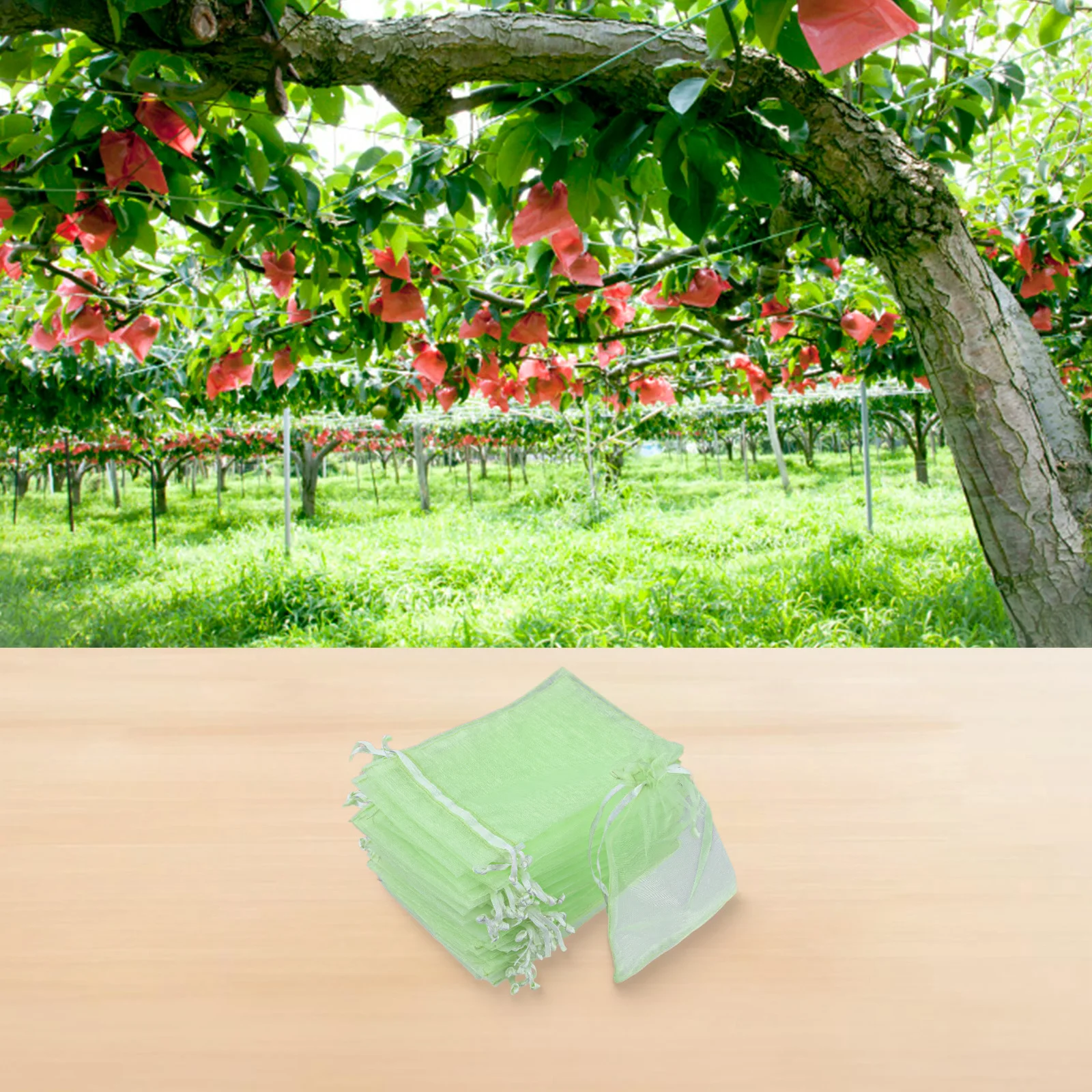 Easy To Close Open Fruit Harvest Green Fruit Bag Drawstring Mesh Bag Fine Mesh Protects Fitment Ripening Fruit