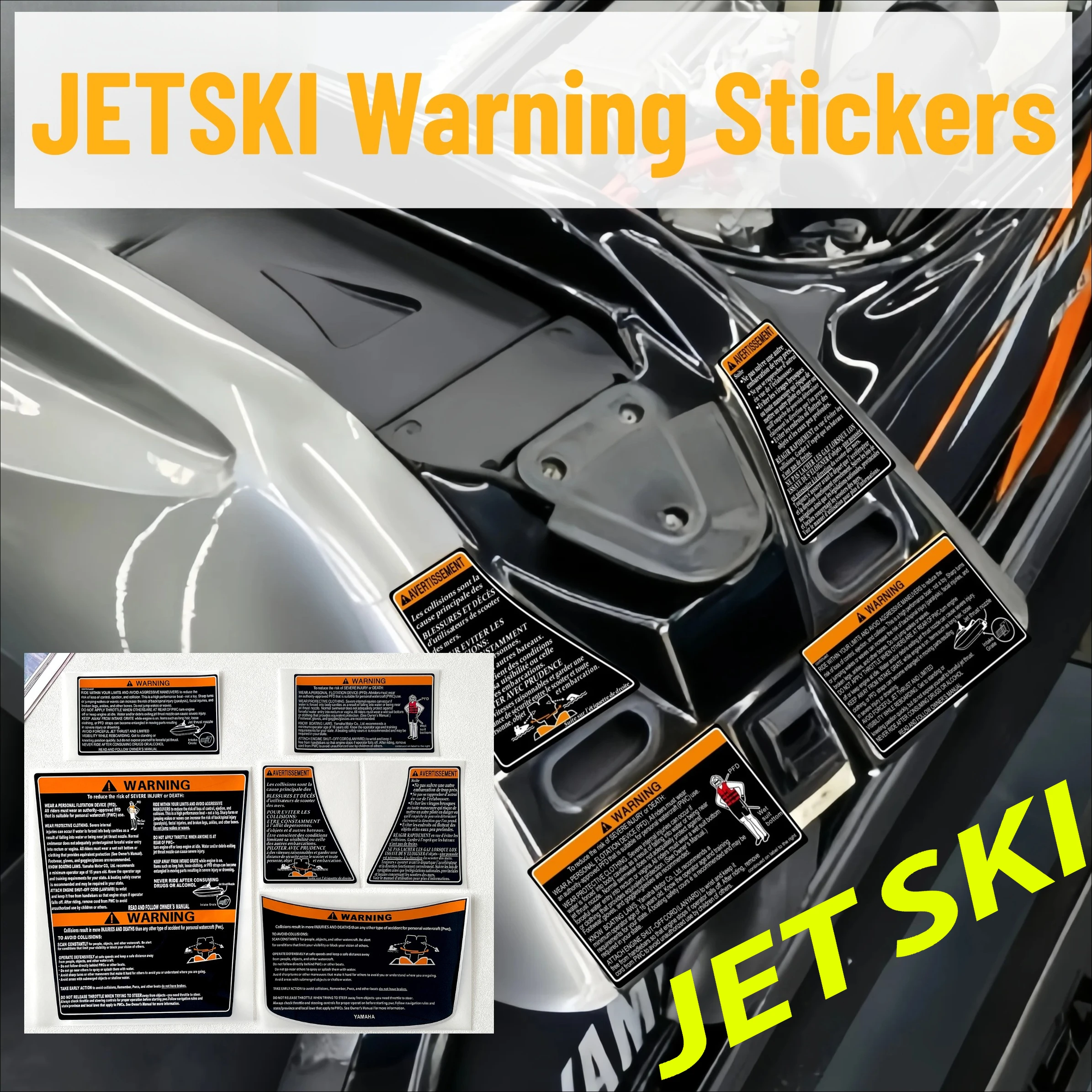 JETSKI Warning Stickers Waverunner FX GP VX JetBlaster SuperJet Boat Decal JET SKI Boat Accessories 2018–2025 for YA MA HA
