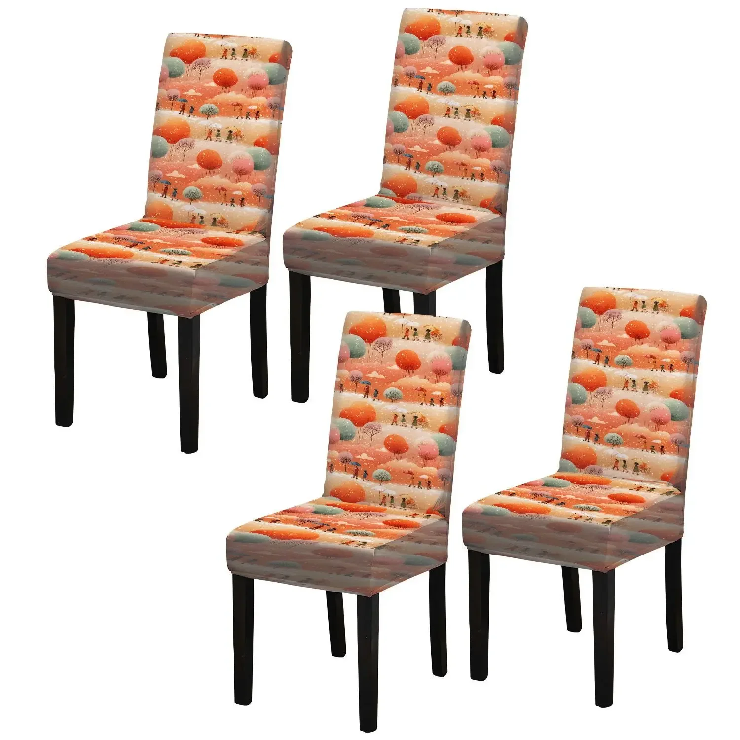 Elastic dining chair cover, fairy tale wind umbrella villain bread pattern, removable and washable household dining chair cover