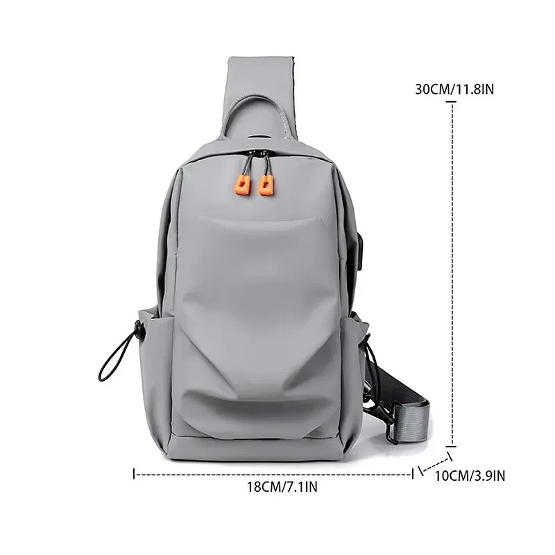 Nouveau sac de poitrine pour hommes et enfants tendance étanche Simple Usb charge couleur unie sac de messager multifonctionnel sac à bandoulière