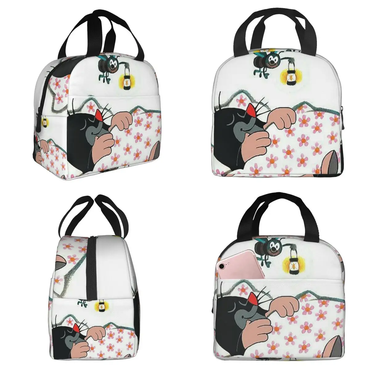 Cute Happy Mole Krtek Insulated Lunch Bag for Kids School Cooler Thermal Food Box Tote Portable Lunch Boxes Container