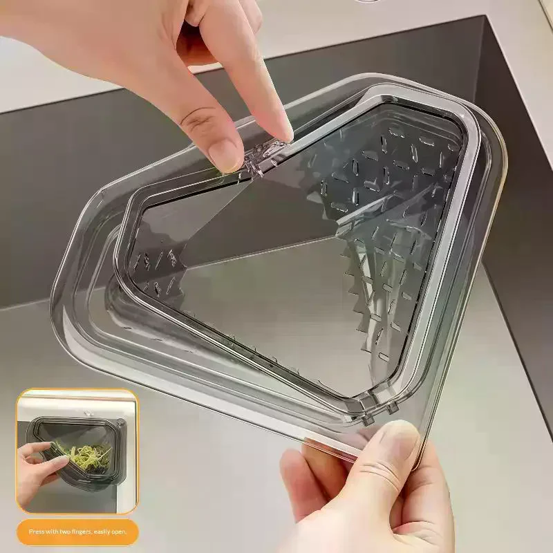 Food Catcher Basket Magnetic Suction Drainage Triangle Drying Kitchen Sink Drain Strainer Corner Basket for Scrap Fruits Sink