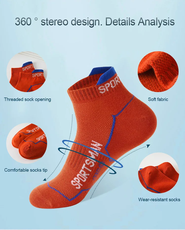 6 Paar Socken für Herren, kurze Socken, schweißabsorbierend und geruchsdicht, Basketballsocken, Laufsportsocken, atmungsaktive Mesh-Herrensocken – Detail 3