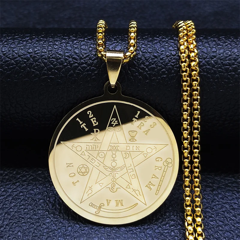 Zeven Aartsengelen Amulet Rvs Kettingen Mannen Zegel van Solomon Talisman Ketting Bescherming Sieraden kraag hombre N1162S2