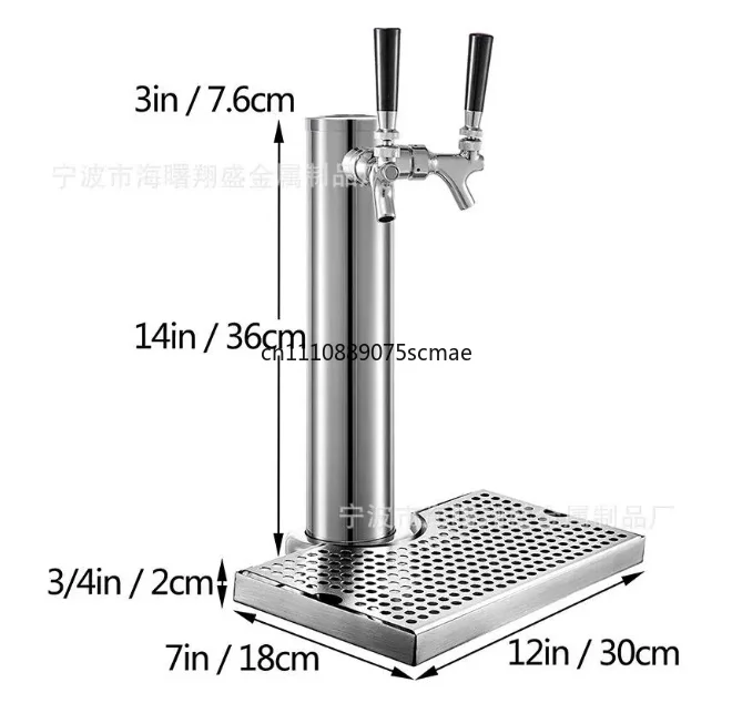 Pre‑Assembled Triple‑Tap Draft Beer Tower Dispenser, Stainless Steel Kegerator Beer Tower with Drip Tray for Bar