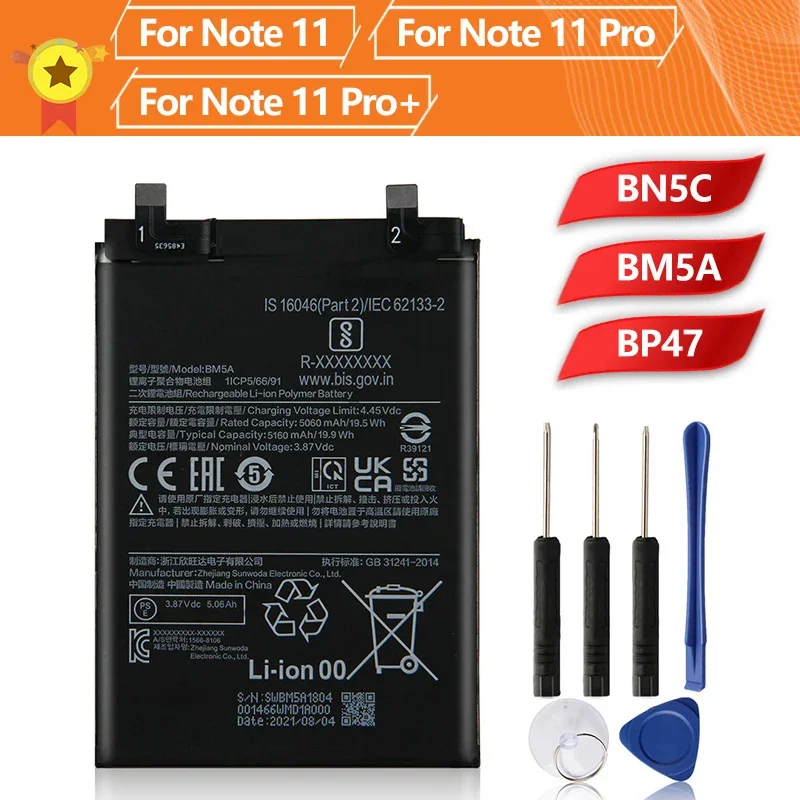 Phone Battery BN5C BM5A BP47 For Xiaomi Redmi Note 11 Pro 11Pro Plus Note11 Pro+ Replacement Batteries With Tool Production 2025