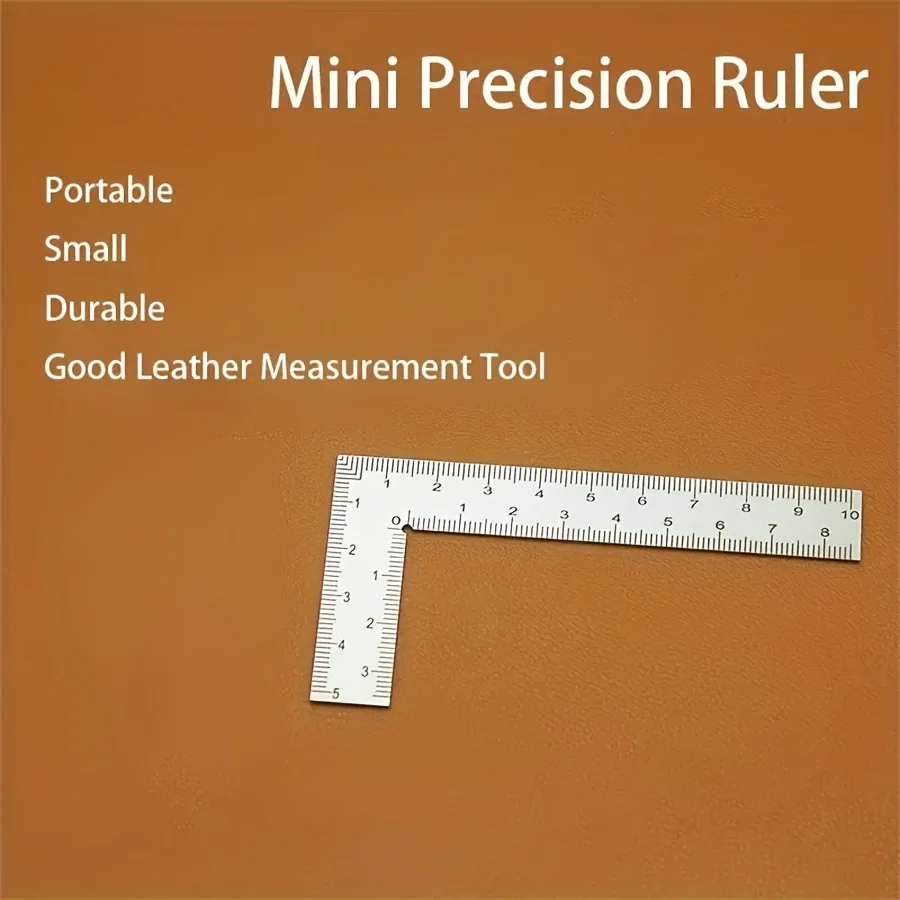 

Mini Stainless Steel L-Shaped Double-Sided Precision Scale Ruler - High-Accuracy Measuring Tool for Leather Design, Metal Materi