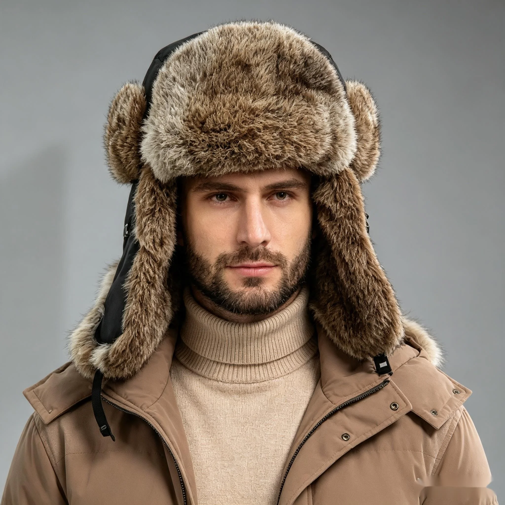 Real Rex Rabbit Fur Lei Feng Hat For Men Women Winter Thickened Warm Ear Protection Caps Russian Outdoor Genuine Fur Hats