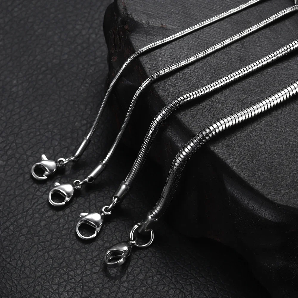 Stainless Steel Finished Chains Necklace Snake Chain with Lobster Clasp Steel Tone Men Jewelry Women DIY Accessories 1.2-3.2mm