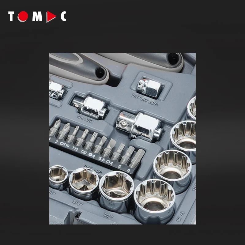 TOMAC 52pc Chrome Vanadium Go Through Socket Tool Set Socket Wrench Set Auto & Truck Repair view 3
