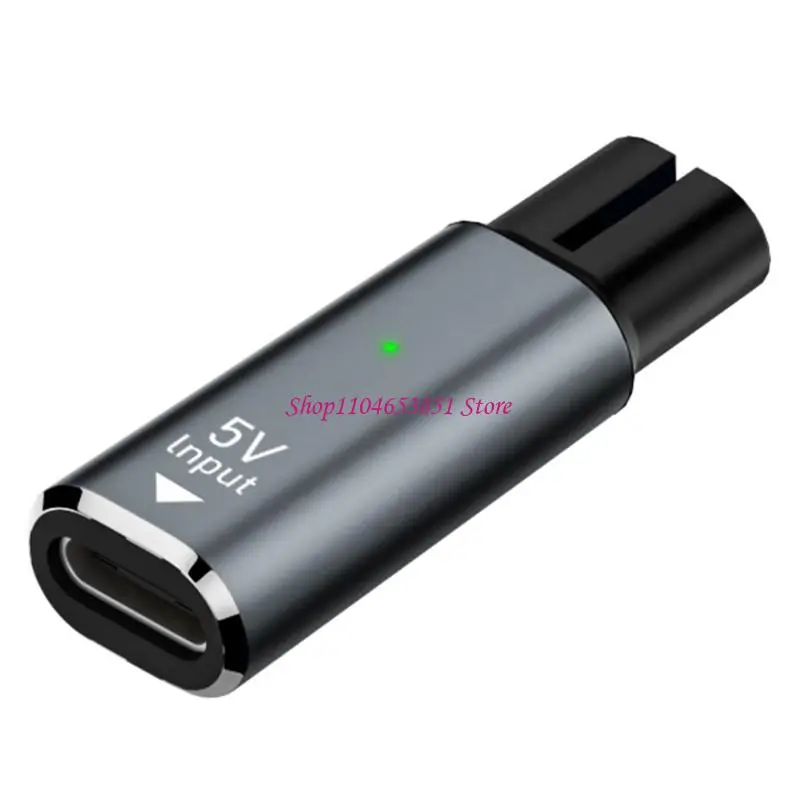Compactly 5V USB C to 2Pin Shaver Power Adapters , Aluminum Alloy Charging Connector for QP2724,QP1424,QP1324 Shaver Adapters