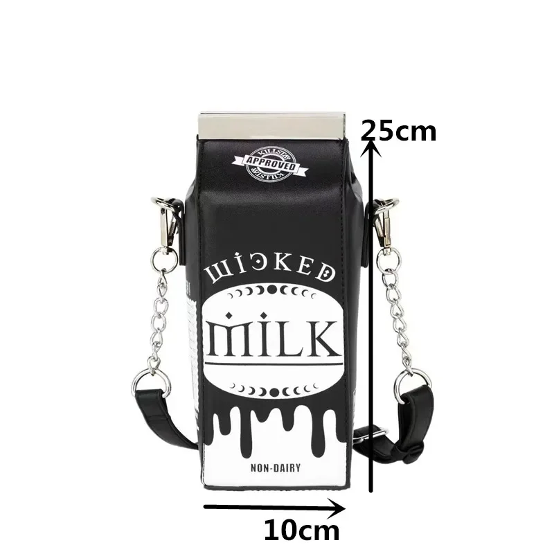 Yao Dong Dark Harajuku Style Milk Box Кошельки и сумки для женщин Мультяшная модная сумка через плечо с цепочкой Женская сумка через плечо в стиле панк