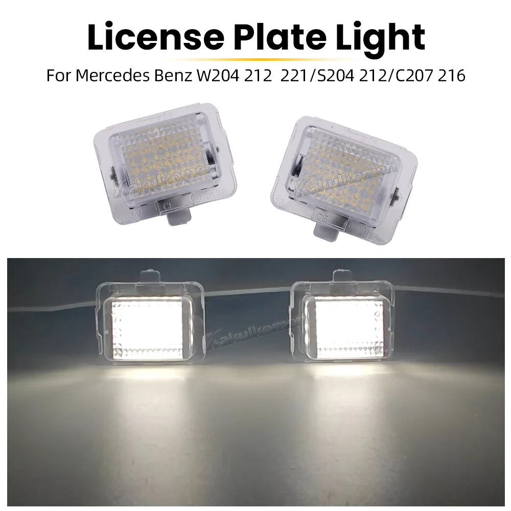 2 Stück Fehlerfreie LED-Kennzeichenbeleuchtung für Mercedes Benz W204 W212 C207 C216 W221 2007-2011 T10 Kennzeichenleuchten – Detail 2