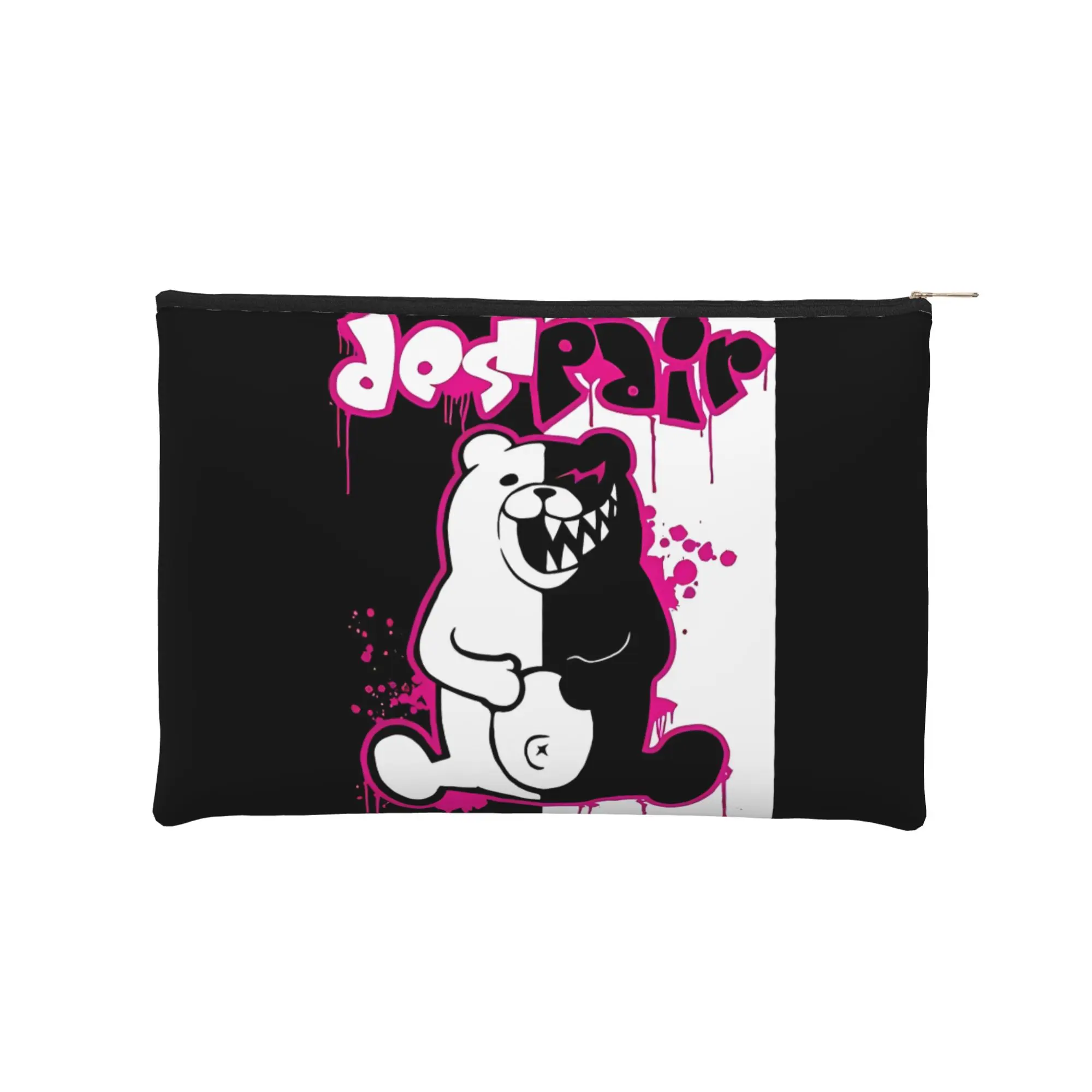 Y2K Lightweight Graffiti Danganronpa  Monokuma Despair Makeup Bag Toiletry Bag with Zipper Cosmetic Pouch