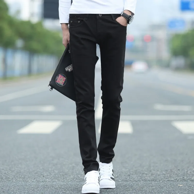 

2026 Fleece-lined And Thickened Men's Slim-fit Korean Style Skinny Jeans For Teenagers Self-cultivation
