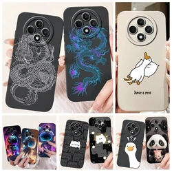 Cartoon Fashion Back Shell For Oppo Reno 12F Reno12 F FS 4G/5G Phone Bumper Case Soft Liquid Silicone TPU Dragon Astronaut Funda