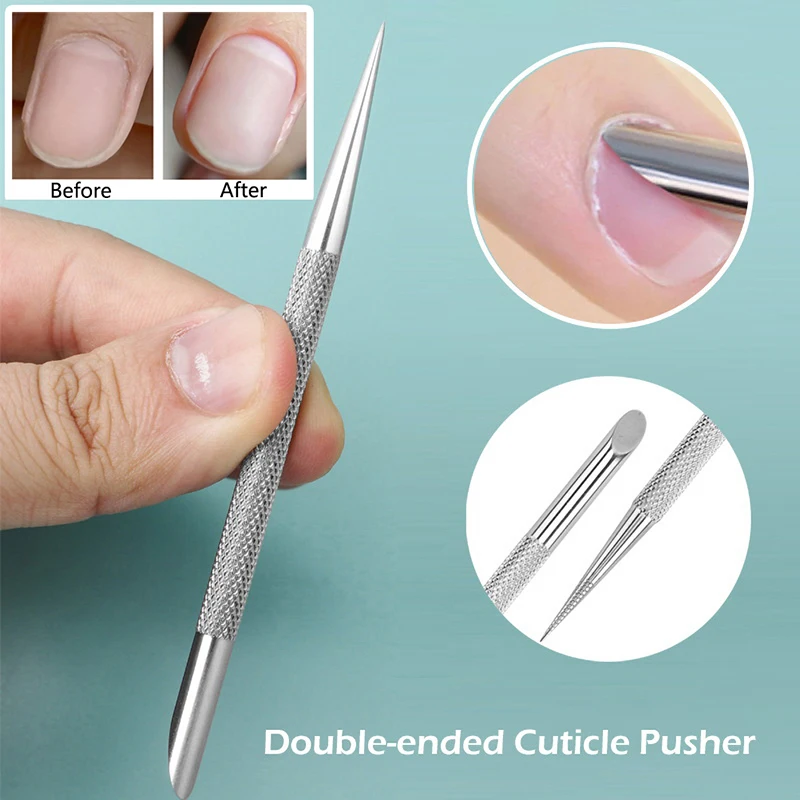 1 PC Double Ended Stainless Steel Cuticle Pusher Nail Manicures Remover Manicure Sticks Tools for Nail Art