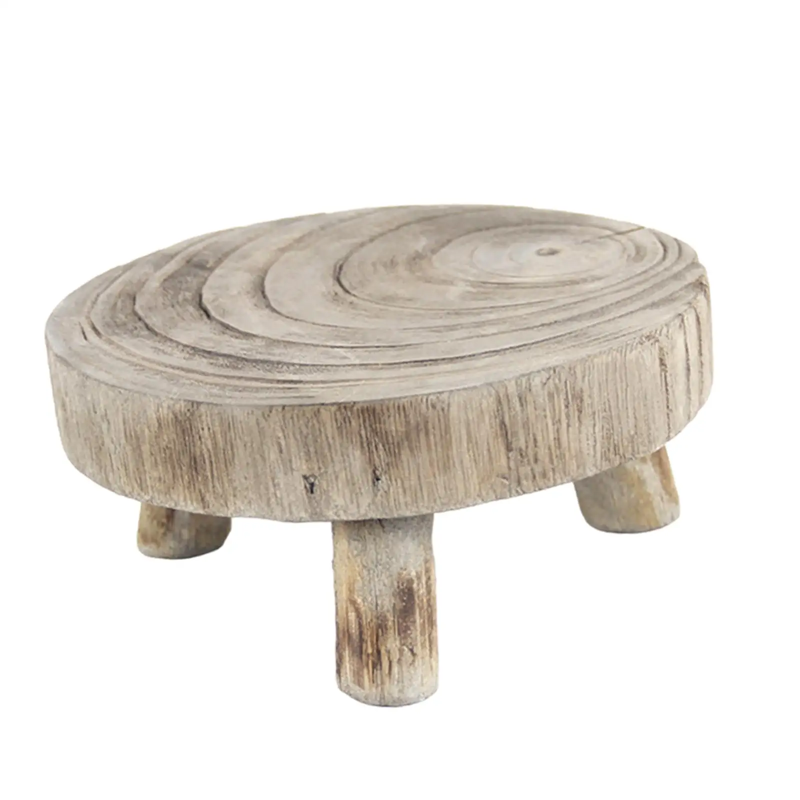 Wooden Plant Pedestal Round Flowerpot Stand Rustic Home Decor Stool Indoor Outdoor for Balcony Garden