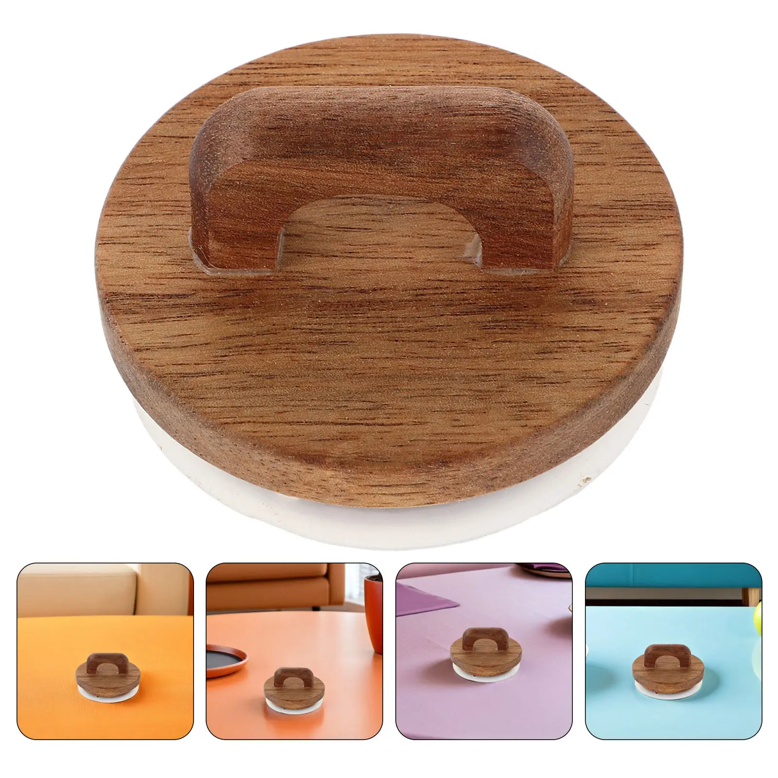 2Pcs Airtight Wood Wide Mouth Jar Lid Silicone Seal Leakproof Mason Jar Covers Handle Reusable Storage Lid for Dry Food Spice