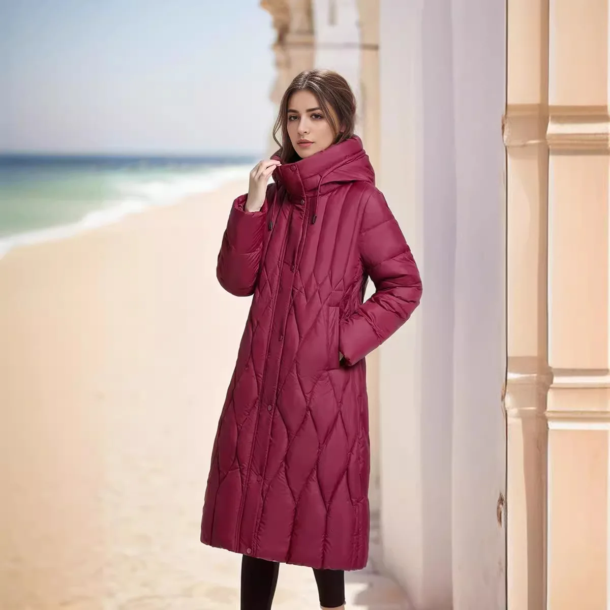 Dames Winter Parka Vrouw Slim Fit Katoenen Jas Voor Dames Lange Dikke Capuchon Over De Knie Katoenen Jassen Bovenkleding