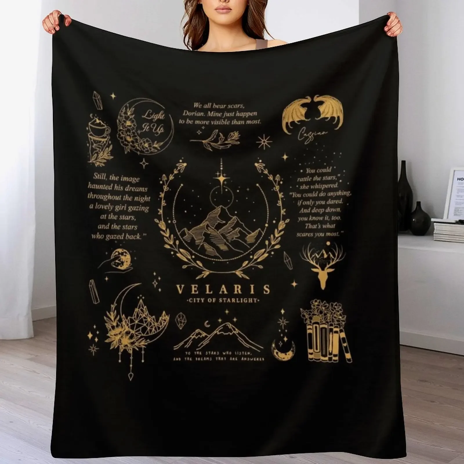 

SJM Graphics, SJM, Velaris Throw Blanket Cute cosplay anime Nap Blankets