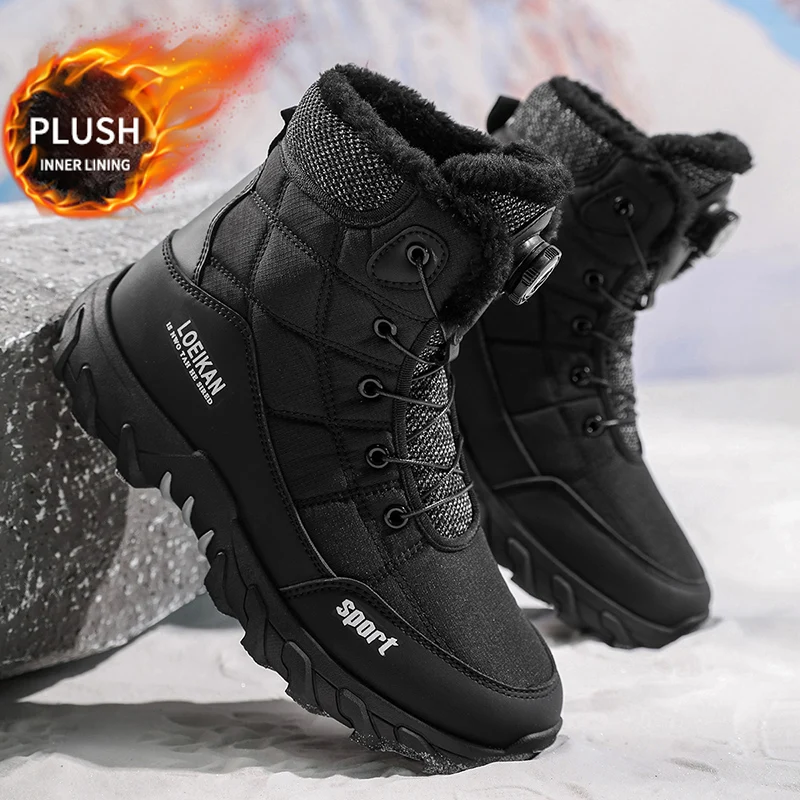 أحذية ثلج مريحة سميكة ومبطنة بالصوف للرجال بتصميم جديد لشتاء 2025 - أحذية دافئة متعددة الاستخدامات في الهواء الطلق وعصرية