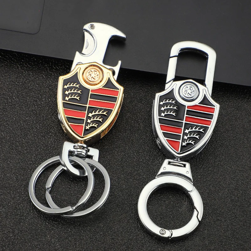 Car Emblem Keychain H Buckle Double-sided Key Ring For Porsche Cayenne Panamera Macan 911 718 Taycan Boxster Cayman 918 Pajun