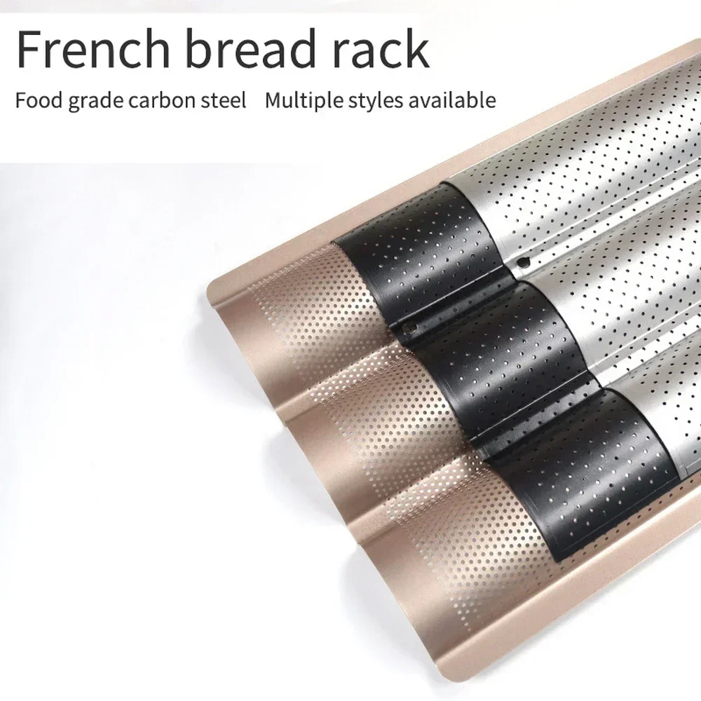 Baking Tray Wave Baguette Mould  Long Stick Non-toxic Baking Dishes Pastry Tray Oven Rolling French Bread Stick Baking Pan 5