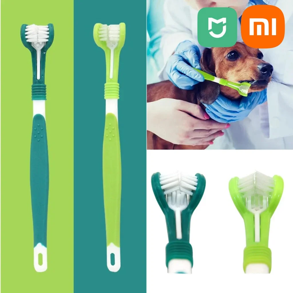 Xiaomi 3-Sided Pet Toothbrush Dog Plastic Toothbrush Removing Bad Breath Tartar Cleaning Mouth Pet Dental Care Cleaning Mouth