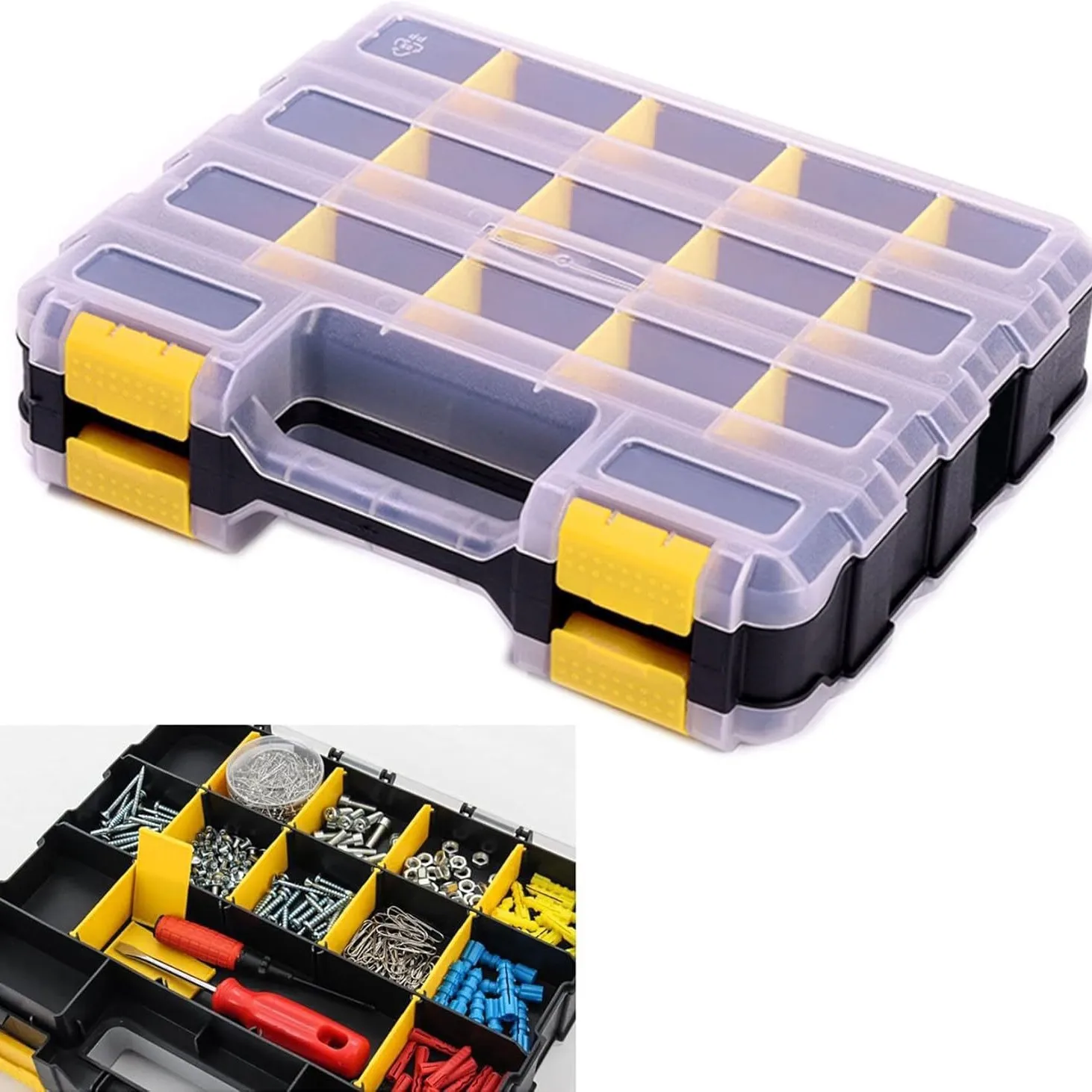 Transparent Plastic Box Screw Storage Box Hardware Sorting Box Toolbox Component Box Electronic Parts Box Grid with Cover