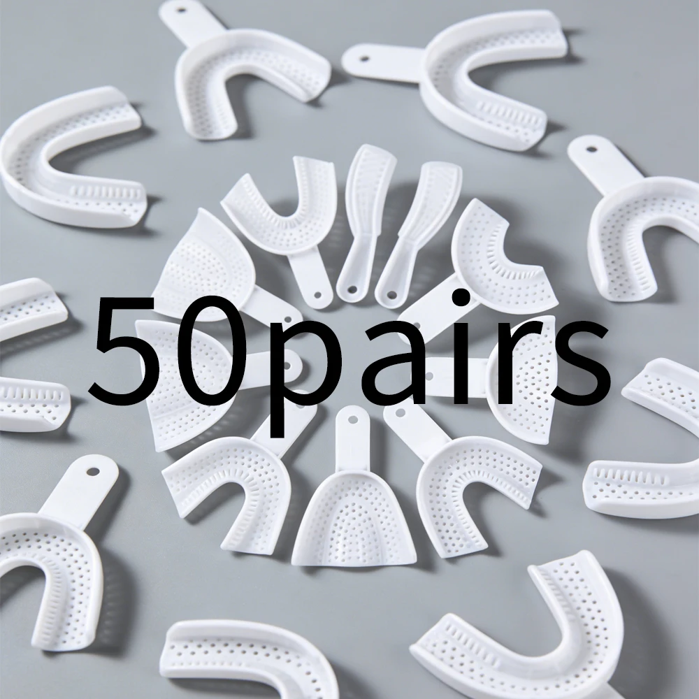 

50 Pairs Dental Disposable Autoclavable White Impression Trays for Implant Orthodontic and Clinic Use