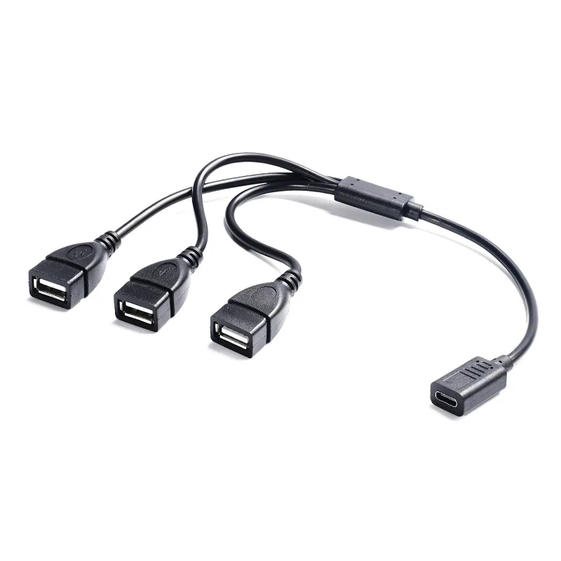 Type-C Male / Female to 3 USB2.0 Female Splitter Cable 3A Fast Charging 1 to 3 Multi Port USB Hub Charging Cord