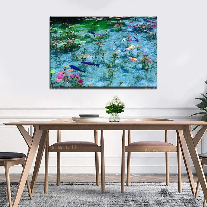 Free Fish Swimming Happily In The Pond There Are A Lot Of Lotus The Living Room Wall Is Decorated With Art By Ho Me Lili